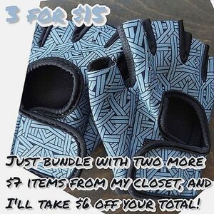 Sky blue abstract neoprene velcro strap half finger cycling gloves